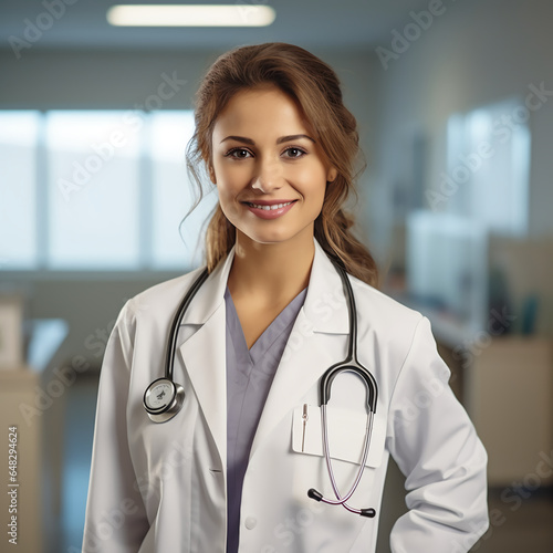 Portrait of a female doctor in hospital environment.