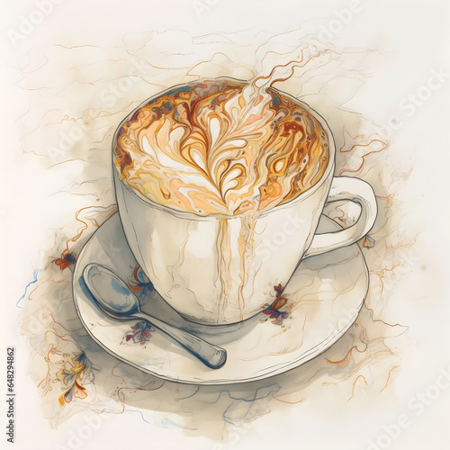 Illustration of a cup of cappuccino (ID: 648294862)