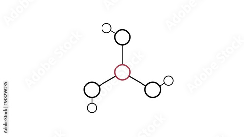 boric acid molecule, structural chemical formula, ball-and-stick model, isolated image orthoboric acid
