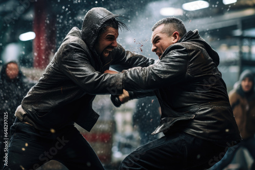 Two men fighting over goods on Black Friday