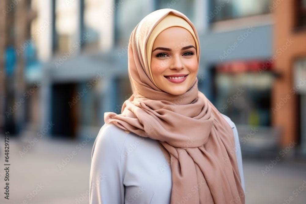 Stylish Hijab Fashion in European Urban Scene Stylish Hijab Fashion in European Urban Scene