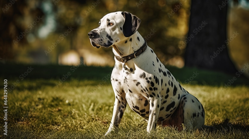 playful dalmatian dog in the park, lawn ,yard, grass playful dalmatian dog in the park, lawn ,yard, grass