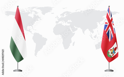 Hungary and Bermuda flags for official meeting