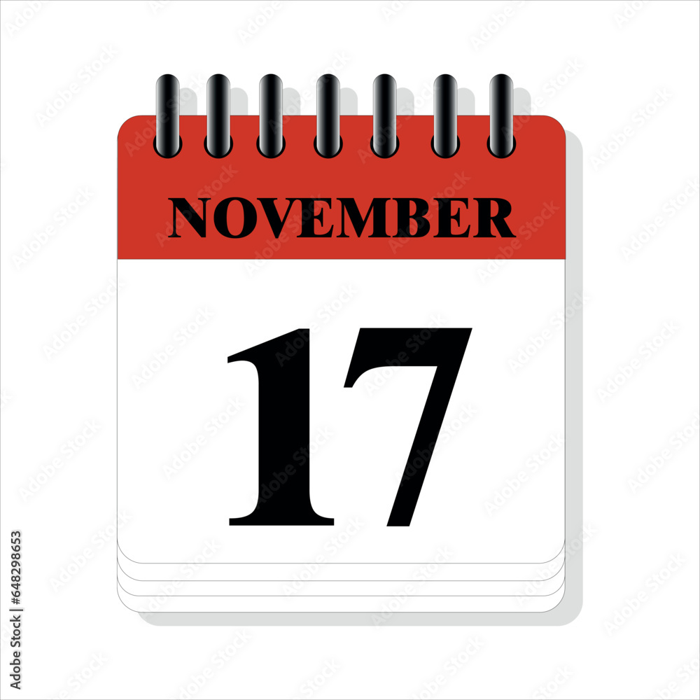 November 17 calendar date design November 17 calendar date design