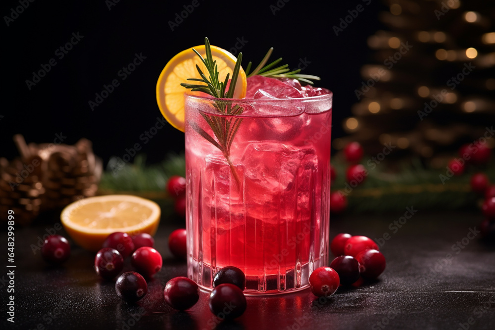 Festive Cranberry And Orange Mocktail With Rosemary Sprigs Festive Cranberry And Orange Mocktail With Rosemary Sprigs
