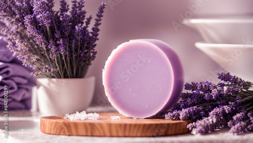 Cosmetic soap lavender flower, bathroom © tanya78