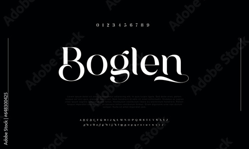 Boglen Abstract Fashion font alphabet. Minimal modern urban fonts for logo, brand etc. Typography typeface uppercase lowercase and number. vector illustration