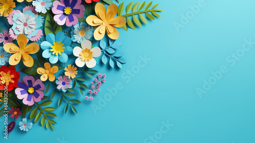 background with papers flowers with copy space for text © Muneeb