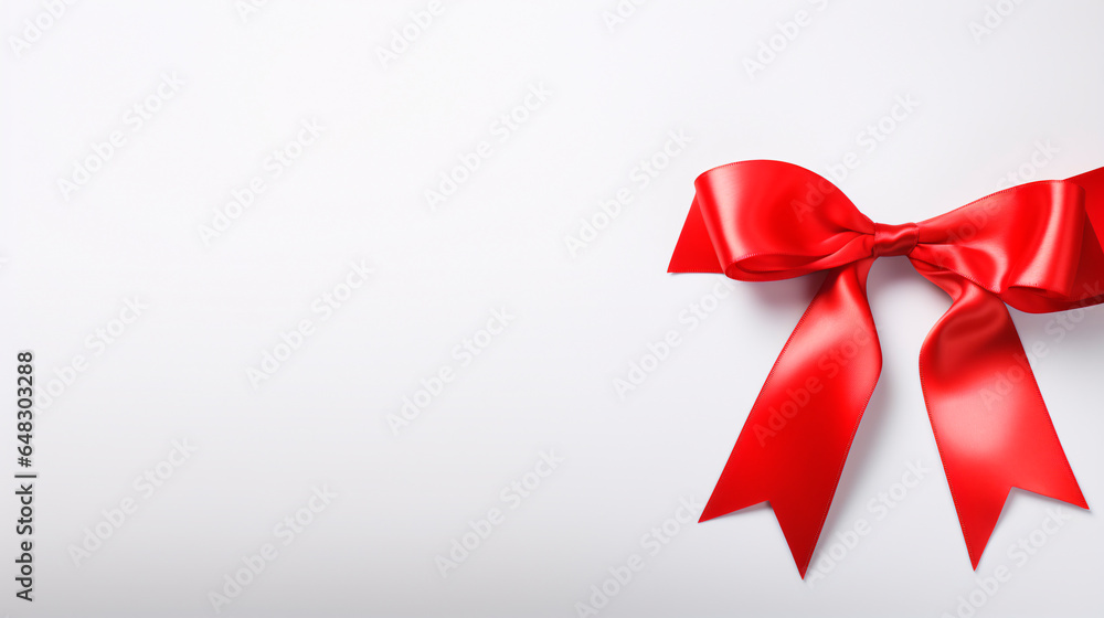 World AIDS day concept. Red Ribbon On White Background. 