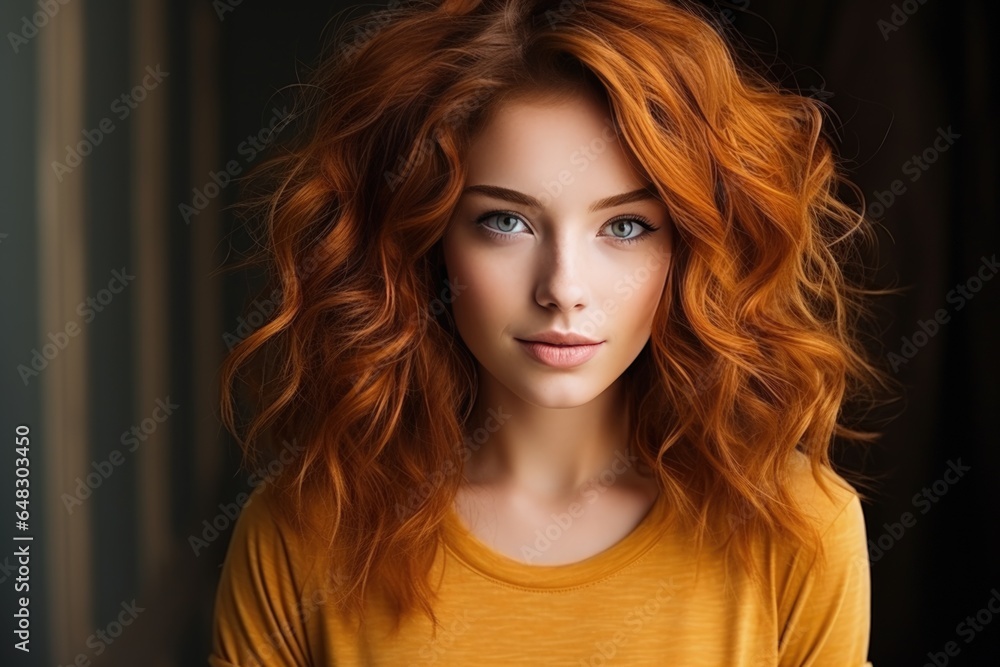 Fototapeta premium attractive redhead woman model symbolizing autumn