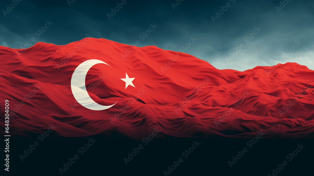 29 Ekim. Republic Day is a public holiday in Turkey in honor of the proclamation of the Republic of Turkey on October 29, 1923. background, poster, red flag with moon and star, banner. - obrazy, fototapety, plakaty 