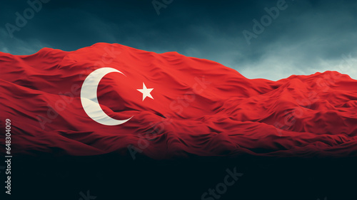 29 Ekim. Republic Day is a public holiday in Turkey in honor of the proclamation of the Republic of Turkey on October 29, 1923. background, poster, red flag with moon and star, banner. photo