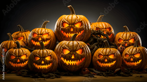 Obraz na płótnie many different pumpkins against a dark background (Generative AI)
w salonie