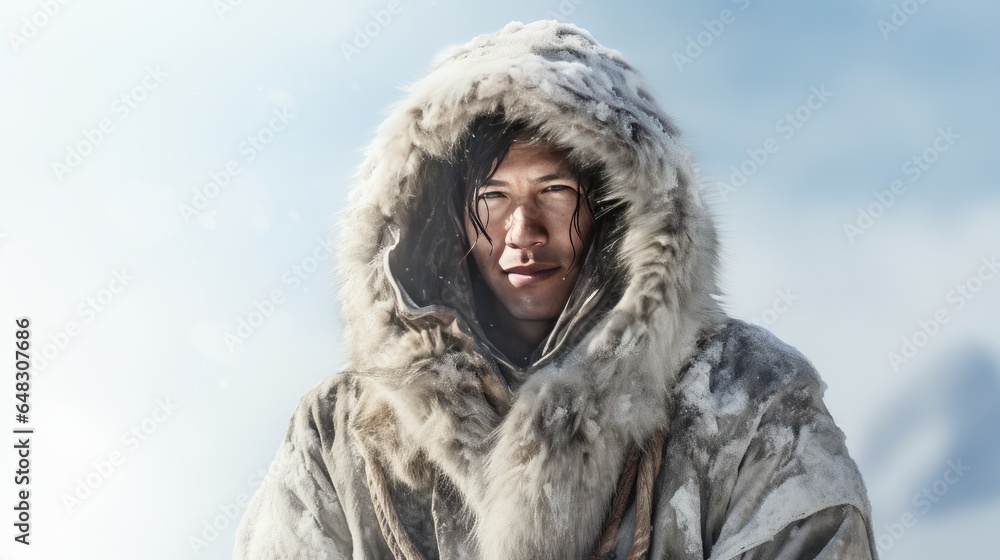 Man in extreme winter weather conditions Man in extreme winter weather conditions