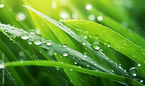 Grass with dew drops background 