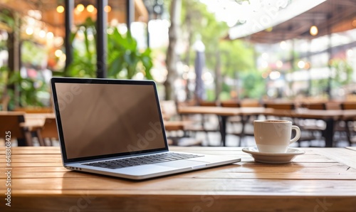 Black screen laptop on the table 