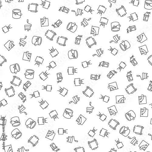 Art and Painting Seamless vector pattern made of line icons. Suitable for web wrapping, printing, web sites, apps