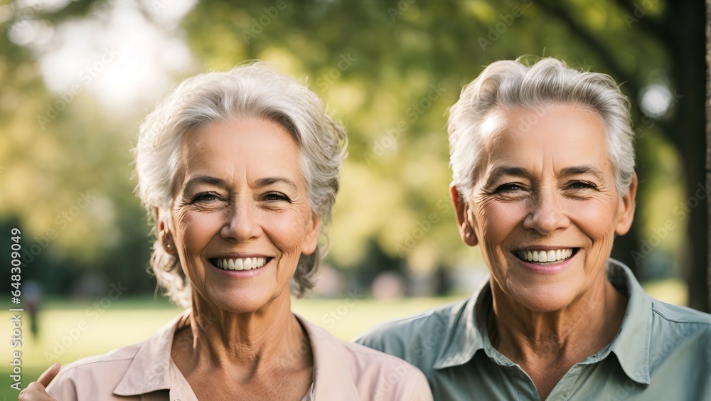 Portrait of happy elderly couple smiling, retirement, background, people banner with copy space text Portrait of happy elderly couple smiling, retirement, background, people banner with copy space text