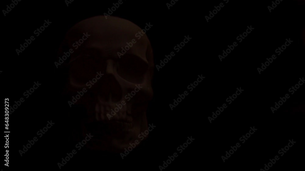 Skull under swinging light, 4k, horror or Halloween asset. Skull under swinging light, 4k, horror or Halloween asset.