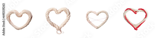 Png Set Heart shaped twine rope on a transparent background