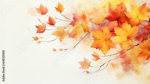 Nature background - autumn leaves painting on a clean white background