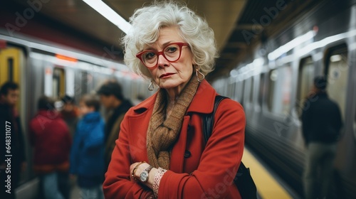 Portrait of a successful mature woman in the subway