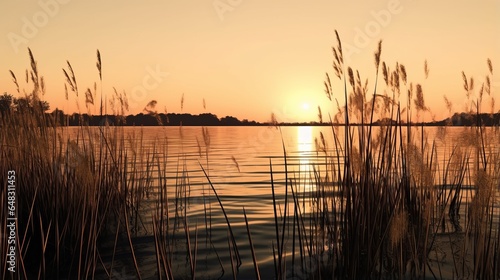 Nature background - a beautiful sunset over a serene body of water