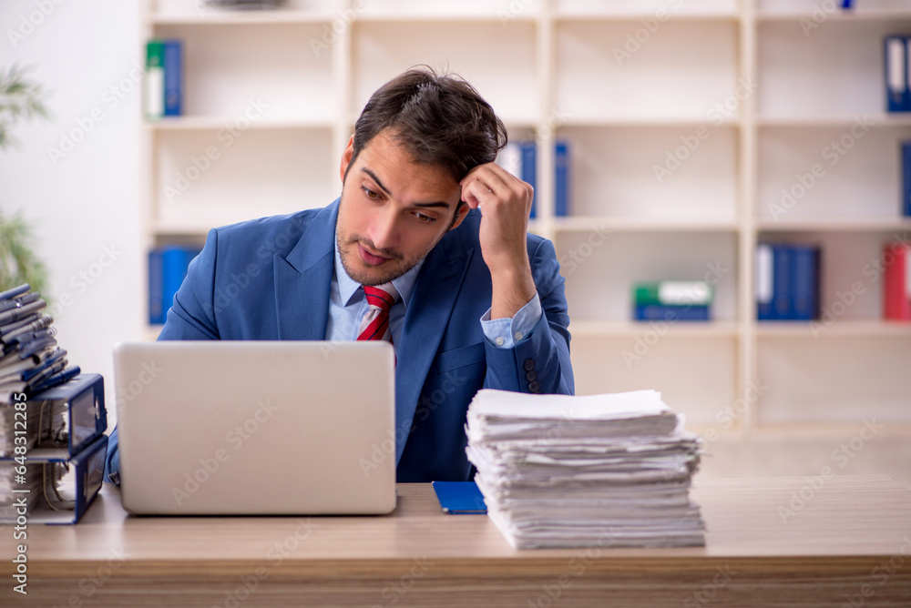 Young male employee working in the office Young male employee working in the office