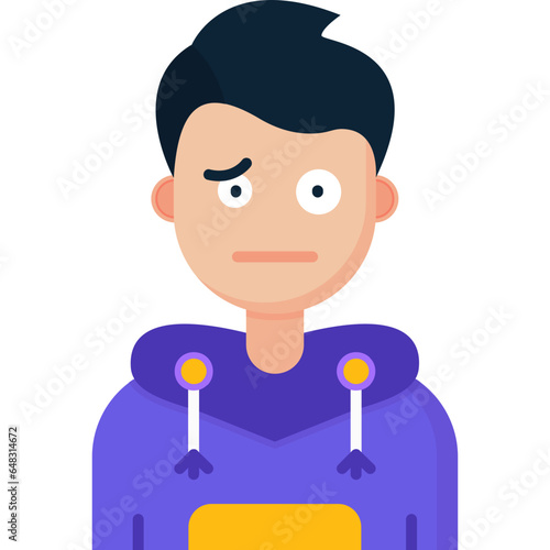 Confused Teenage Boy Icon