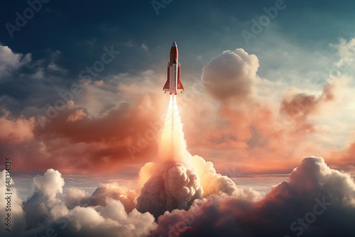 Sundown Flight: Rocket Pierces the Clouds 