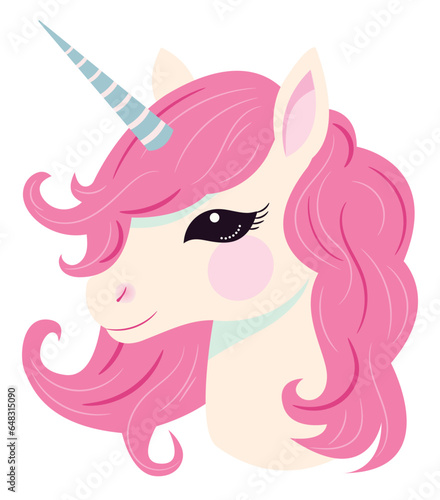 Cute baby unicorn with beautiful pink hair sticker