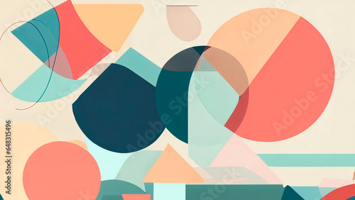 Geometric Symphony - An abstract artwork featuring vibrant geometric shapes that come together harmoniously, offering a versatile backdrop with a modern touch.