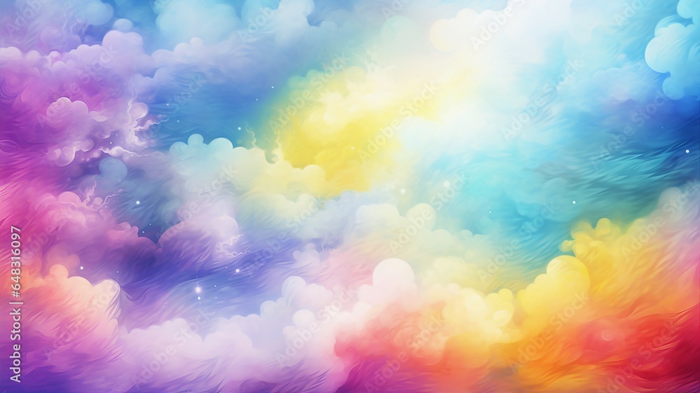 Rainbow Watercolor Background - Abstract Watercolor Paper Textured Illustration