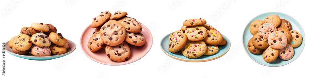 Png Set Isolated cookies transparent background plate