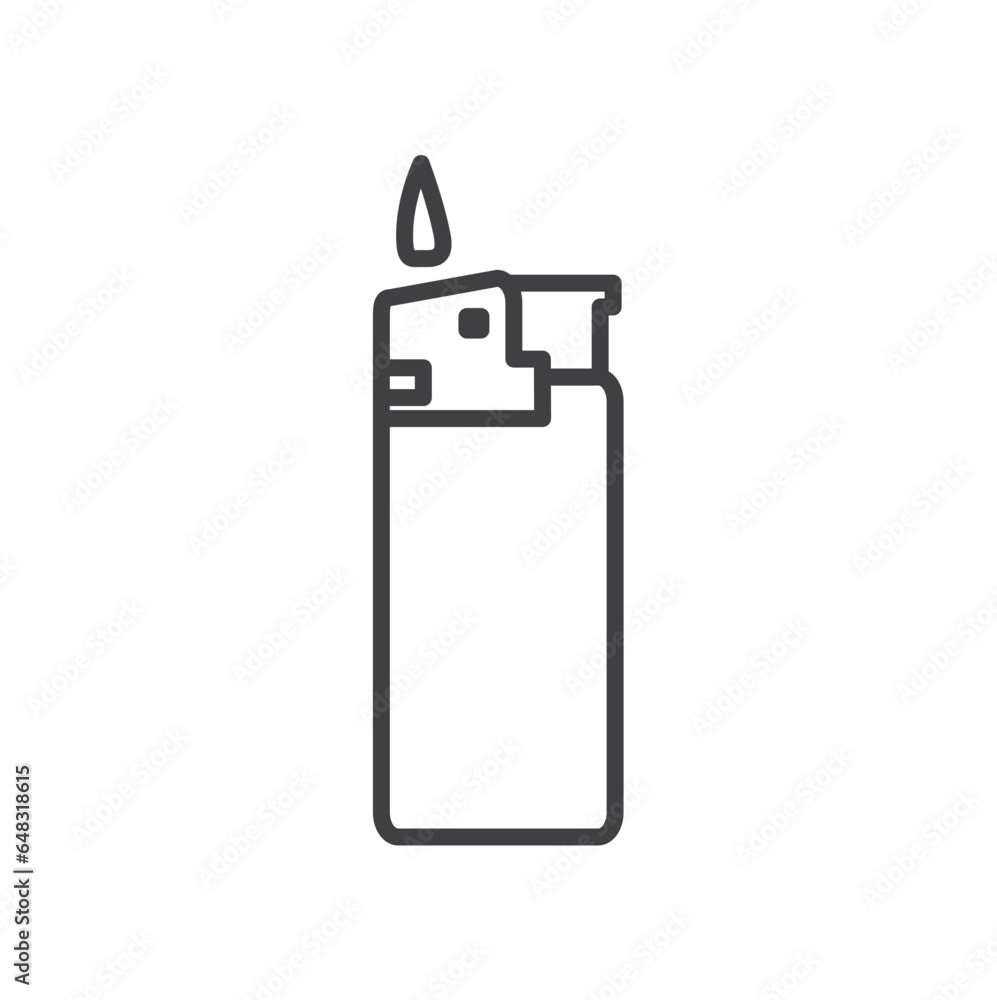 Lighter icon, Lighter fire flame simple line icon. Symbol, logo, lighter icon vector illustration in line style isolated on white background. Lighter icon, Lighter fire flame simple line icon. Symbol, logo, lighter icon vector illustration in line style isolated on white background.
