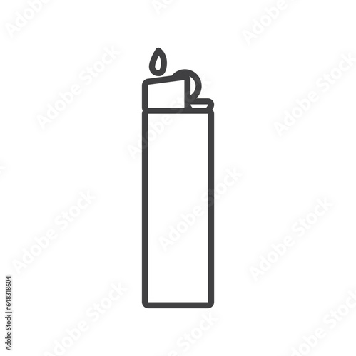 Lighter fire flame simple line icon. Gas Lighter icon design, Symbol, logo, lighter icon vector illustration in line style isolated on white background.