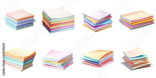 Png Set Paper stack with folded corner on transparent background