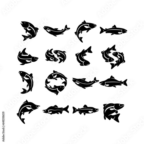 Salmon fish silhouette icon design illustration template