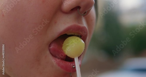 tongue splitting. cutting the tongue, one type of modification of the human body. surgery concept. photo