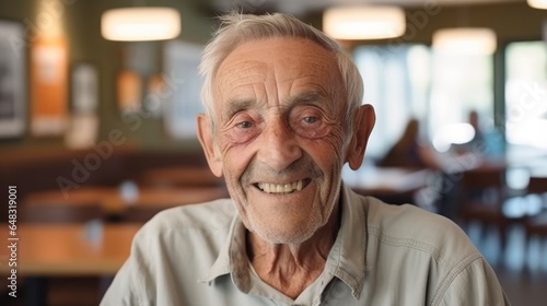 Portrait of happy senior caucasian man in a nursing home.
