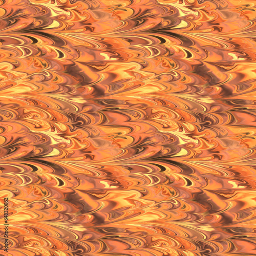 Orange Marbled Paper Seamless Pattern photo