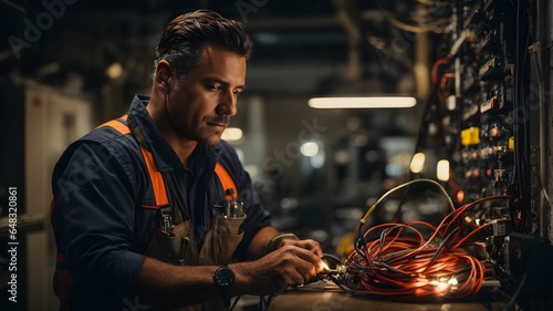 male commercial electrician at work
