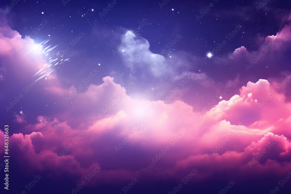 night landscape with pink and blue sky