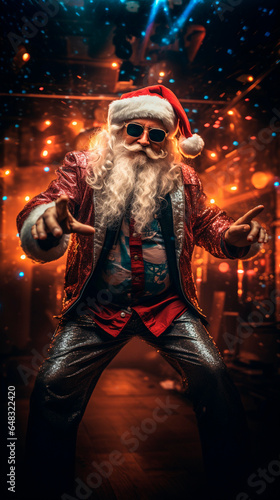 vertical Santa Claus dancing with Christmas lenses with Dance Electronic Music christmas cool modern party