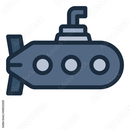 Submarine filled line icon