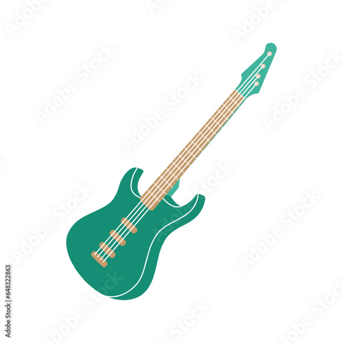 Electric bass guitar  string instrument. Musical instruments silhouette. Vector illustration.