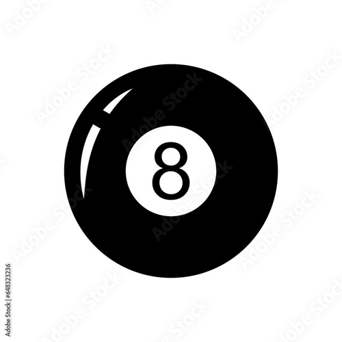 Magic 8 ball. Glossy shiny ball with number 8. Vector illustration.