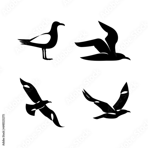 Seagull silhouette black white logo icon design template © alpha