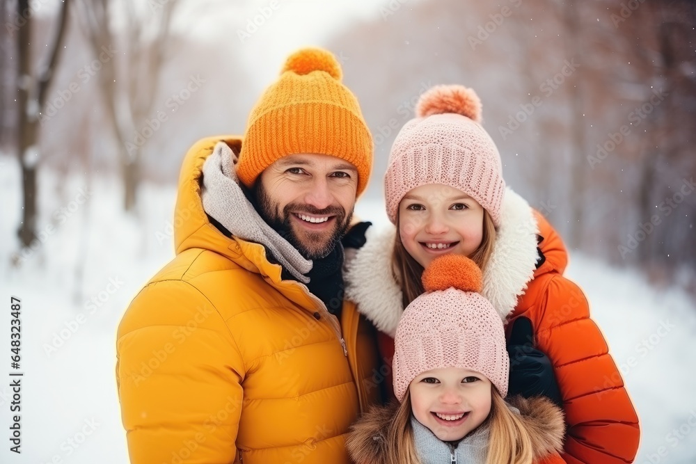 photo of happy family enjoying the snow