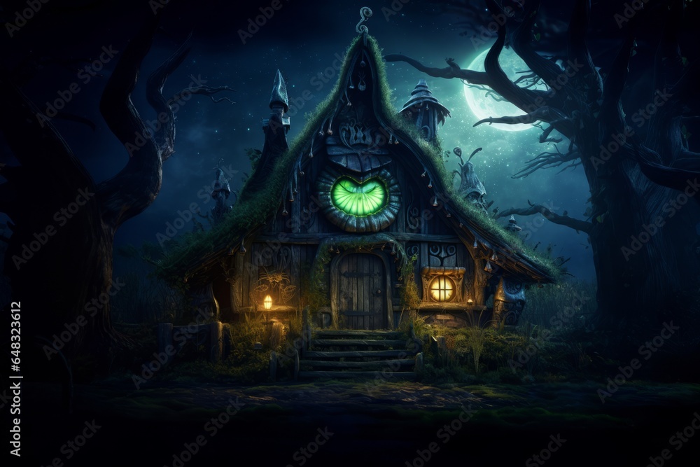 the enigmatic abode of a malevolent sorceress in the mystical forest, Generative AI the enigmatic abode of a malevolent sorceress in the mystical forest, Generative AI
